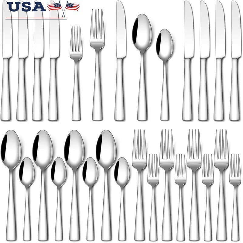 Stainless Steel Silverware Set 20 Pieces Ergonomic Modern Flatware Home Dining