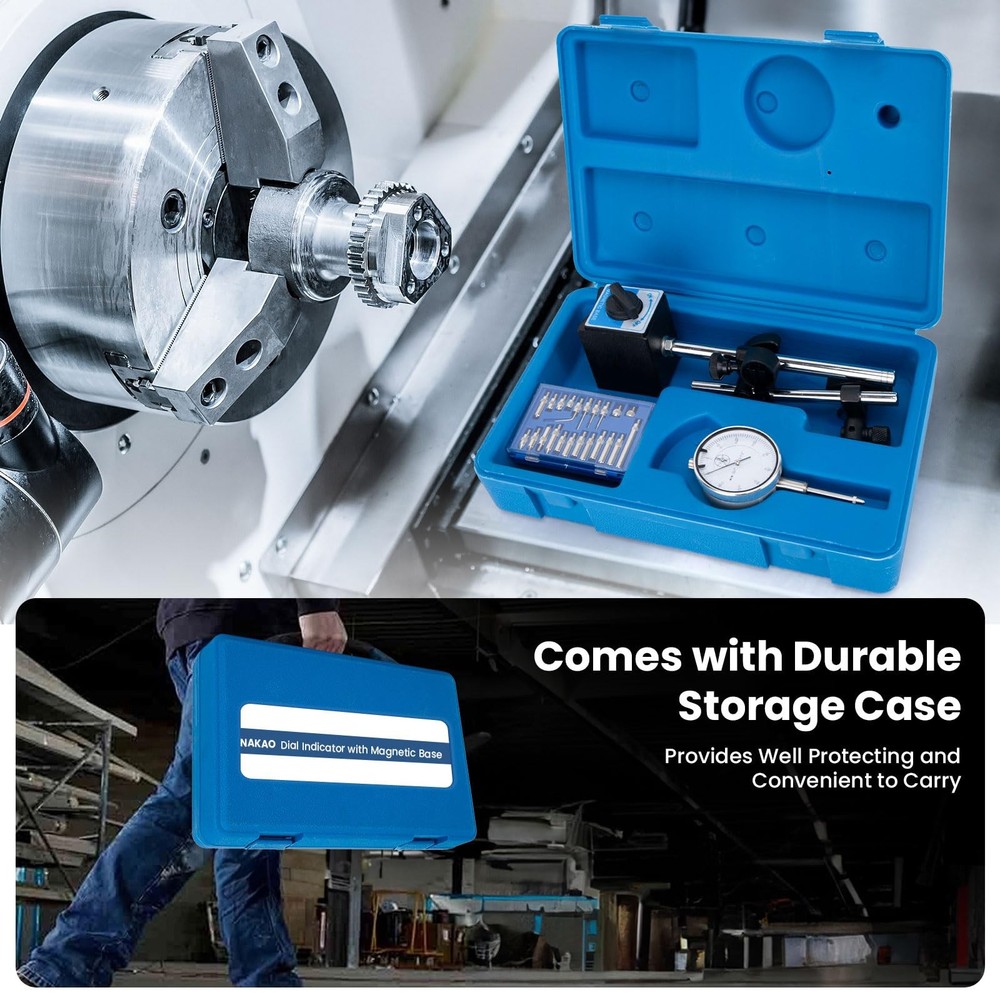 Dial Indicator with Magnetic Base and Point Precision Inspection Set, Dial...