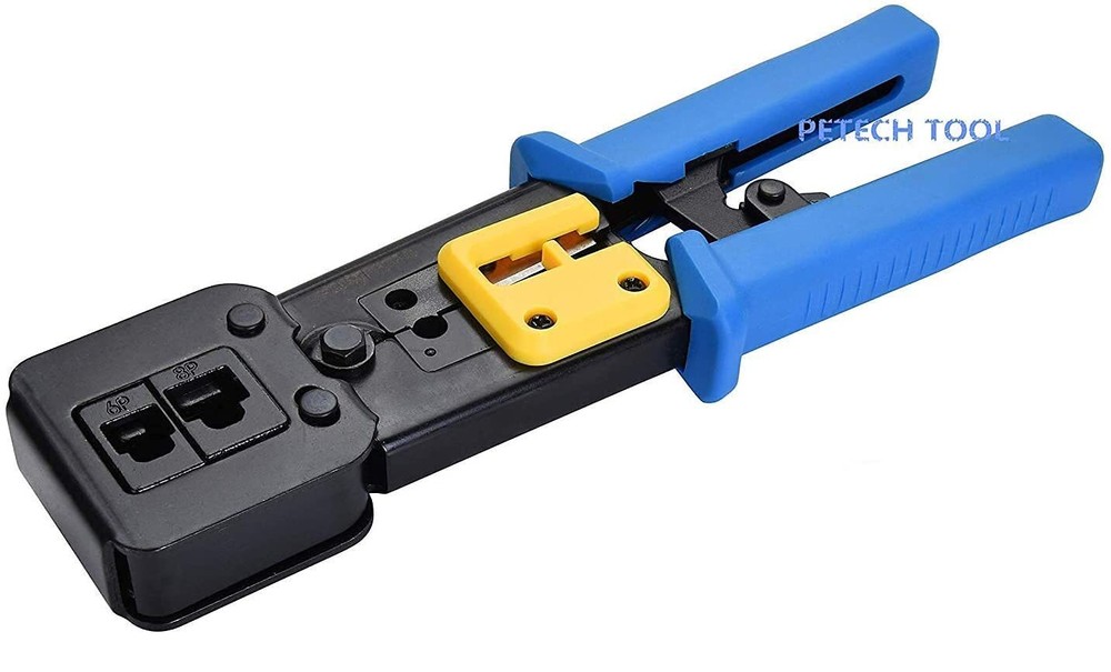 RJ45 Crimp Tool Ethernet Pass Thru Crimper with 5Pack 8Pin Replacement Blades...