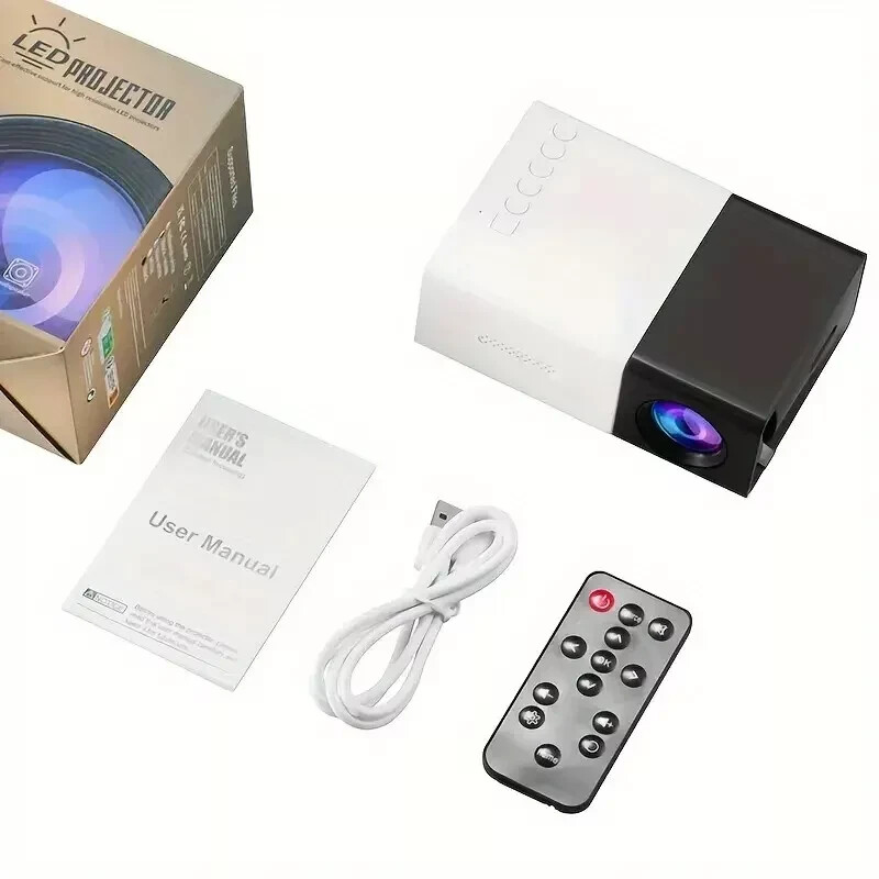 Mini Portable Projector with 3000+ Lumens HD LED Light Source, USB & SD Card Rea