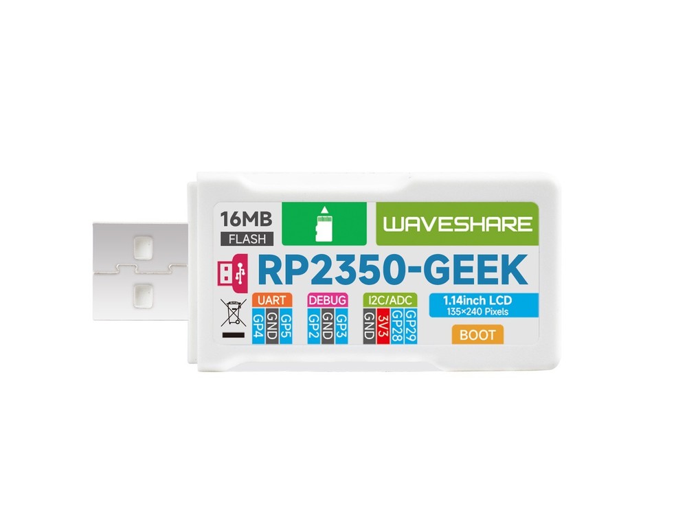 Waveshare RP2350-GEEK Development Board Based On RP2350 Microcontroller 1.14inch