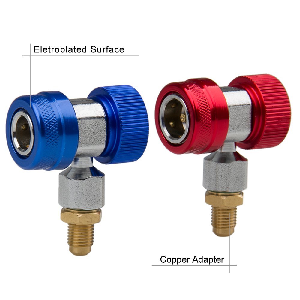 Adjustable AC Quick Coupler Connector Adapter High Low Side 1/4" SAE HVAC