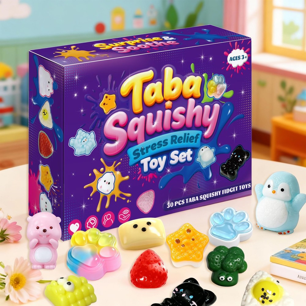 30Pcs Mini Taba Squishies Kit Fidget Toys, Include Mini Taba Squishies Pack w...