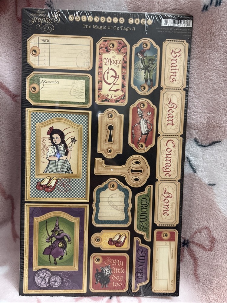 RARE Graphic 45 Chipboard Tags Magic Of OZ 2