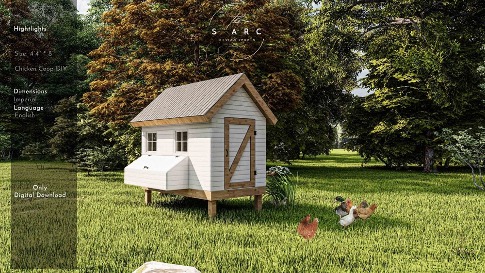 Chicken Coop Plans - DIY 4 x 8 Coop Plans, 8-10 Chicken Step by Step Guide