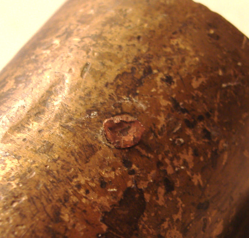 VINTAGE~SMALL HEAVY METAL HANDLE CUP~ROUNDED BOTTOM~OPENING ON SIDE