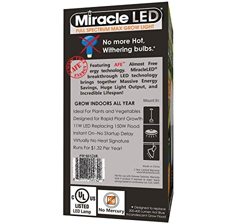 MiracleLED 604594 Multi-Plant Full Spectrum Grow Light Bulb, Single Pack,