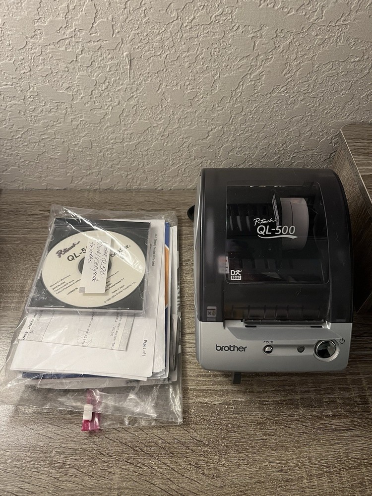 Brother QL-500 EC Thermal Label Printer & P-touch Labeler Bundle W Cords Tested