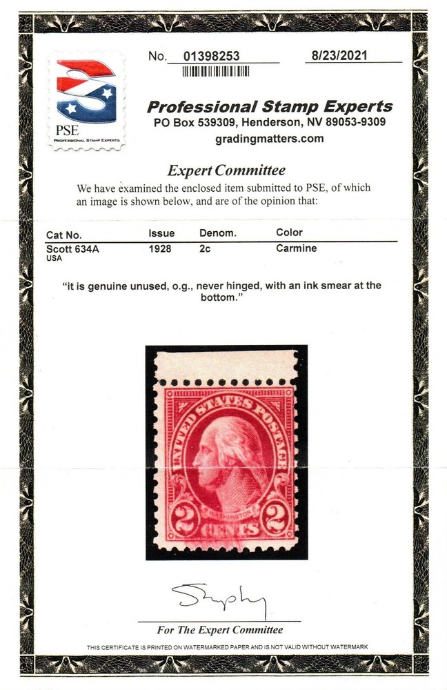 U.S. #634A MNH EFO w/ PSE Cert