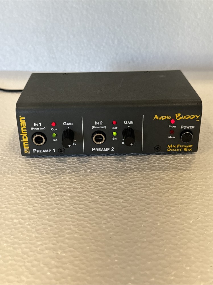 Midiman Audio Buddy 2 Channel Microphone Mic Preamp & Direct Box Phantom Power