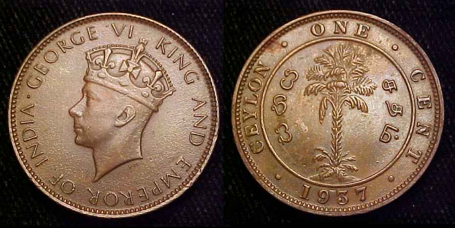 CEYLON 1937 One Cent BN UNC