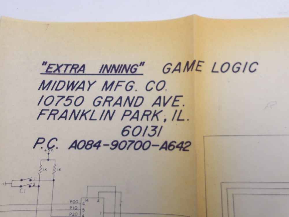 Midway: Extra Inning - Schematic's -NOS