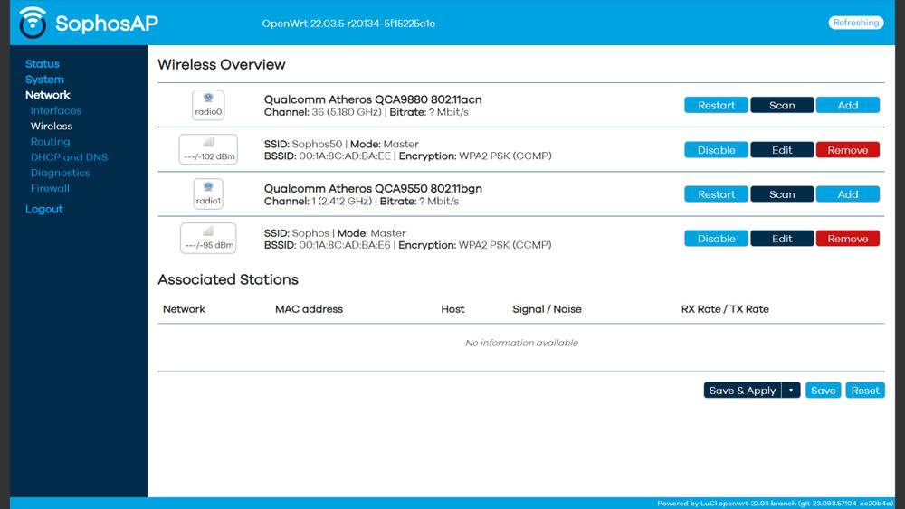 OpenWrt access point on Sophos AP 55C hardware