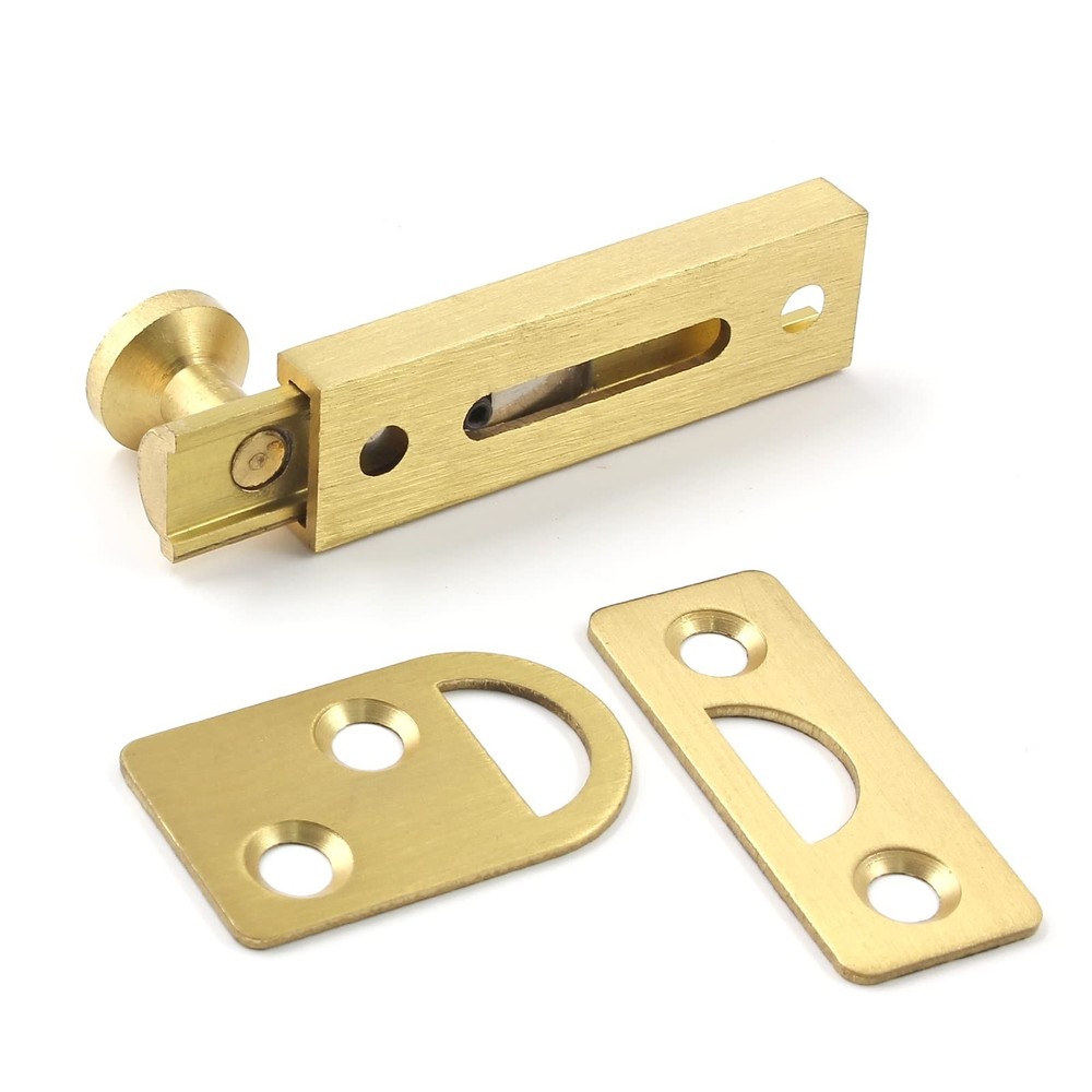 2 Inch Solid Brass Surface Bolt, Brass Slide Bolt Latch, Cabinet Surface Bolt...