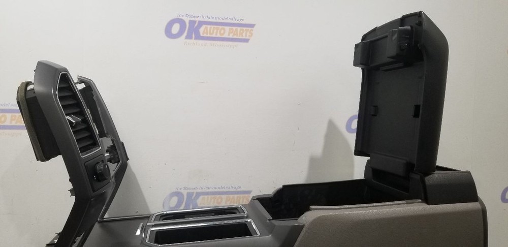 19 FORD F150 COLUMN SHIFT FRONT CENTER FLOOR CONSOLE ASSEMBLY GRAY