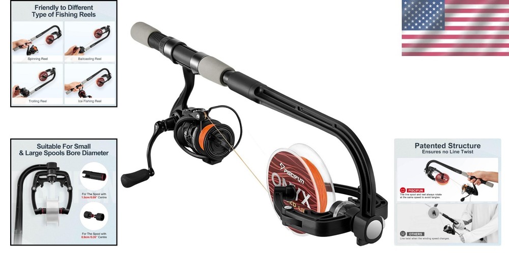 Compact Fishing Spooling Station - Adjustable Width with Suction Cup Stability