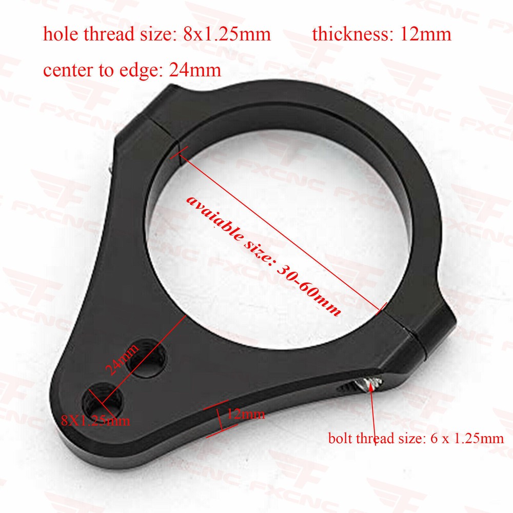 43mm Black Universal Steering Damper Fork Frame Mount Clamp Bracket CNC Aluminum