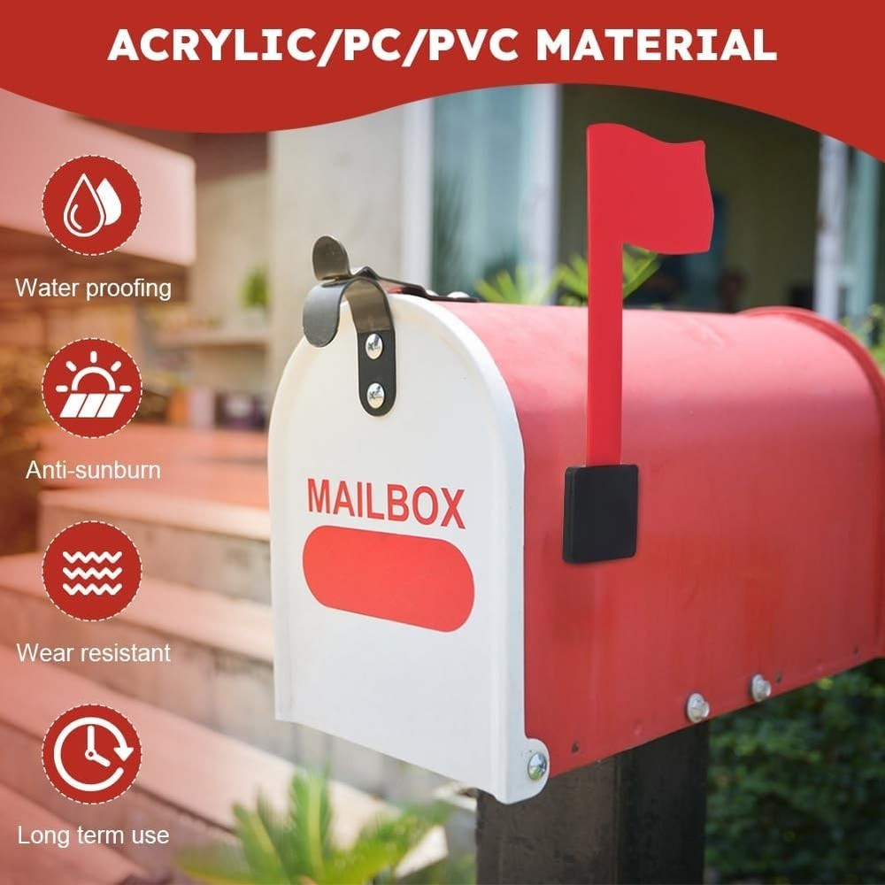 Mailbox Flag Kit, Self Adhesive Red Mail Flag No Tools Installation, Universal
