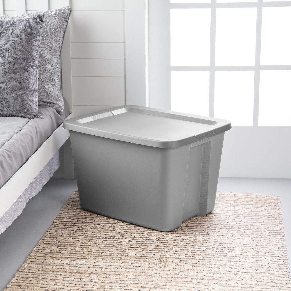 18 Gallon Plastic Storage Container with Snap-On Lid, Gray