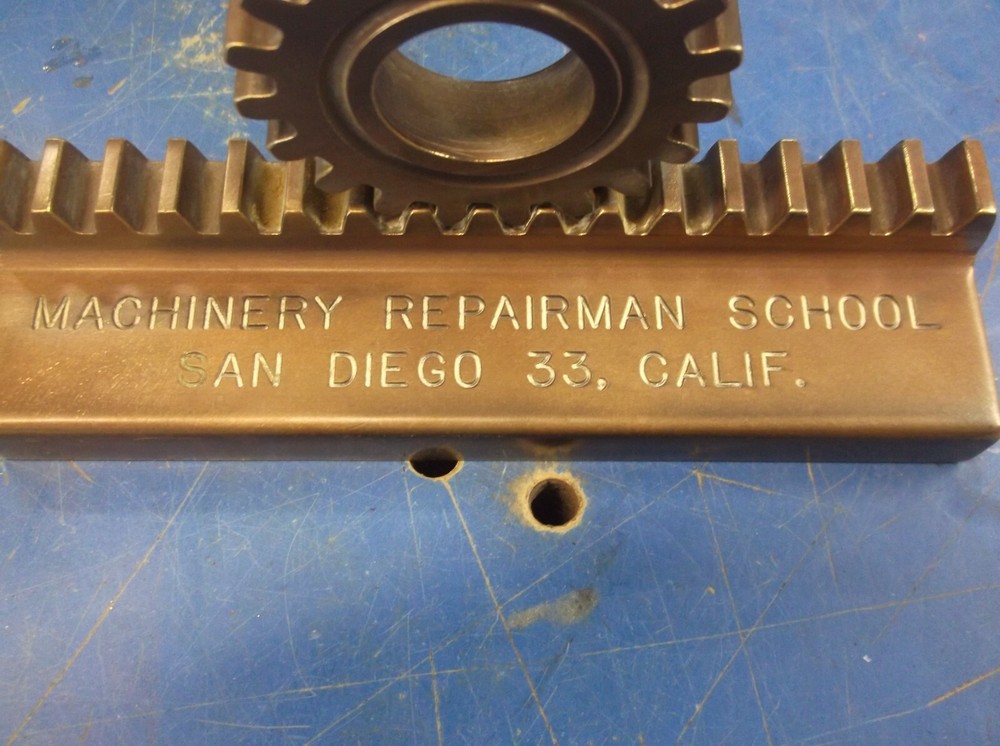VTG MACHINE AGE PAIR SOLID BRASS GEAR MOUNTED BOOKENDS PERSONALIZED