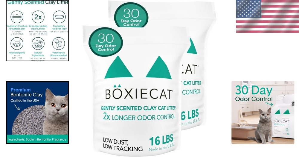 Boxie Cat Litter 32lbs - Veterinarian Approved, Easy Clean Odor Control Solution