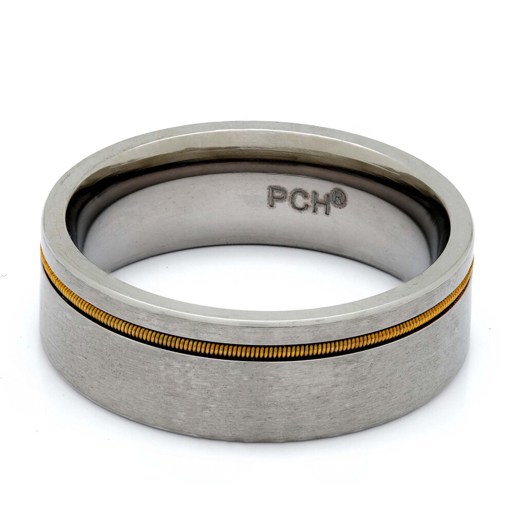 Titanium Guitar String Ring, 8mm Comfort Fit Wedding Band