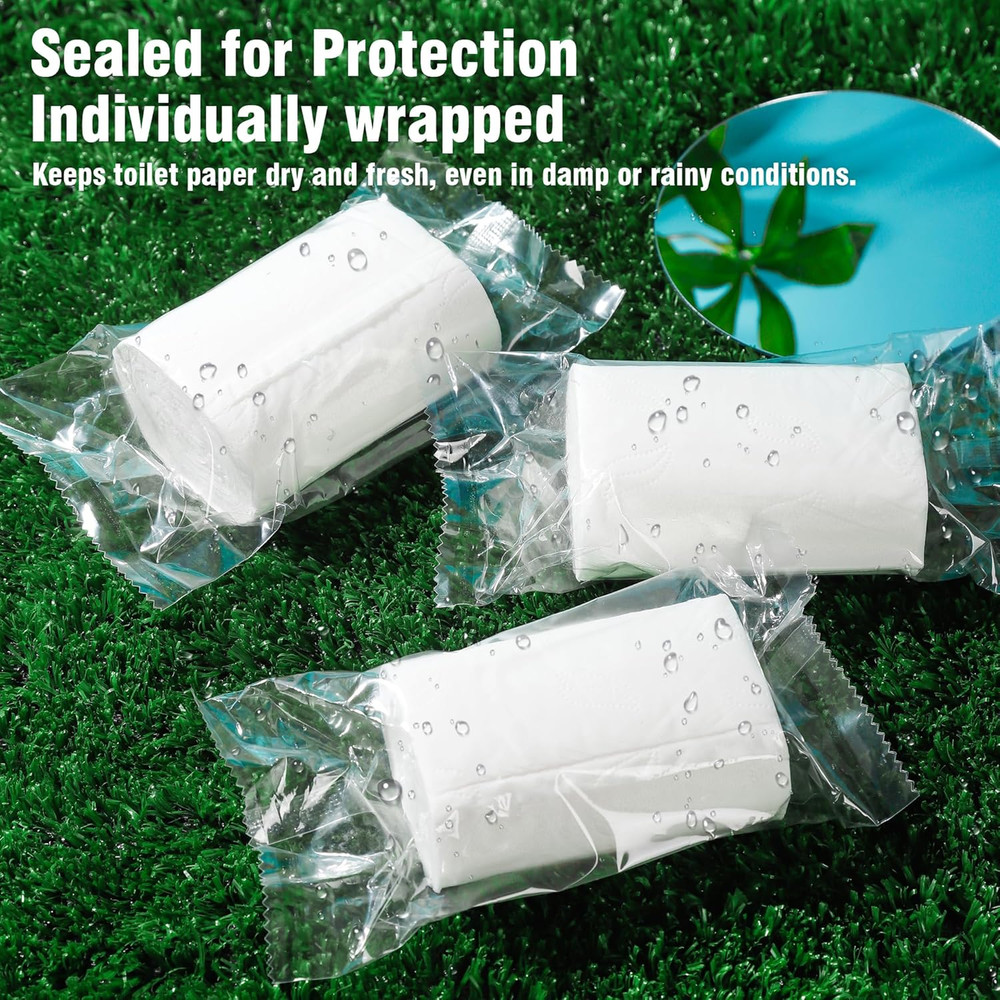 Travel Toilet Paper 6 Rolls – Coreless & Individually Wrapped, Compact Packable