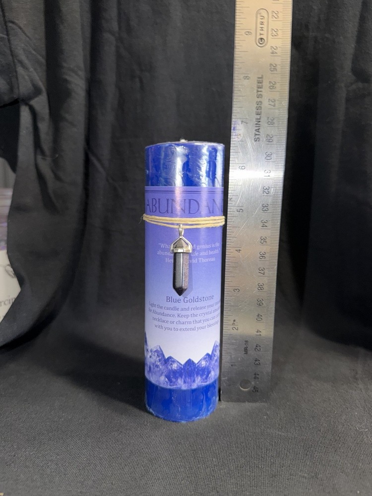 Abundance Candle with Blue Goldstone Pendant