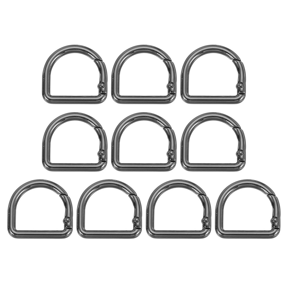 10 Pcs 27mm D Shaped Spring Snap Keychain Clip for Purses Black