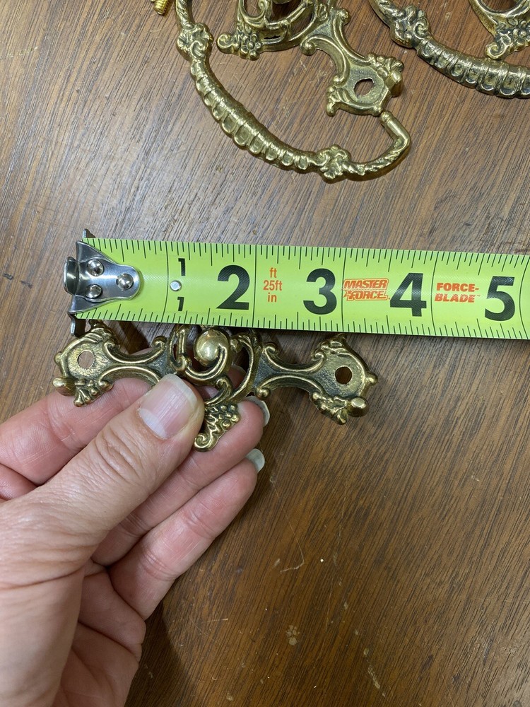 3” Victorian Ornate Brass swing handle pull Reproduction Hardware NEW