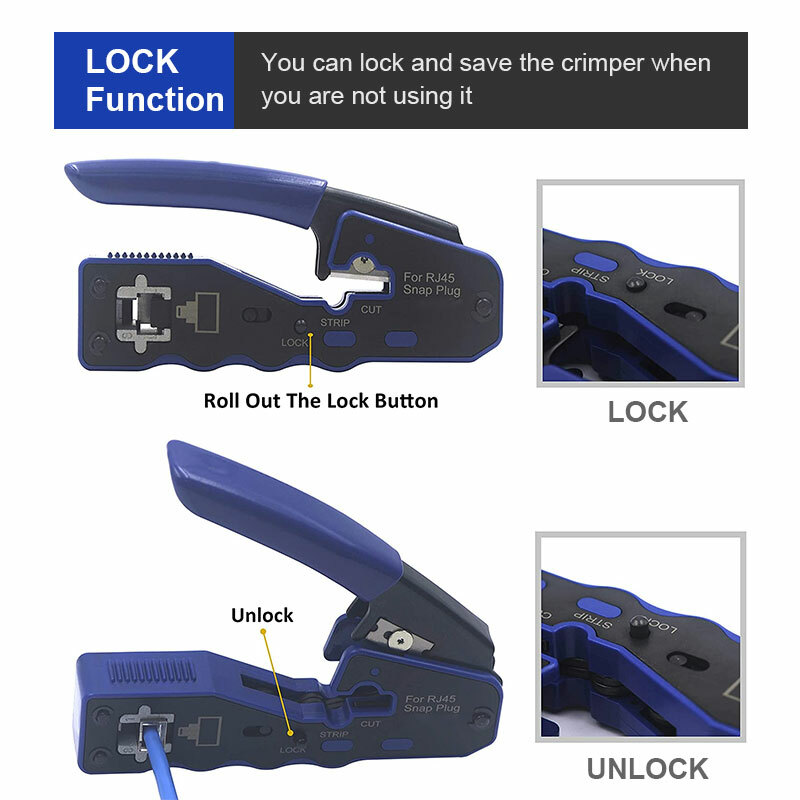 RJ45 Crimper Tool Pass Through Ethernet Crimper EZ Network Crimping Tool