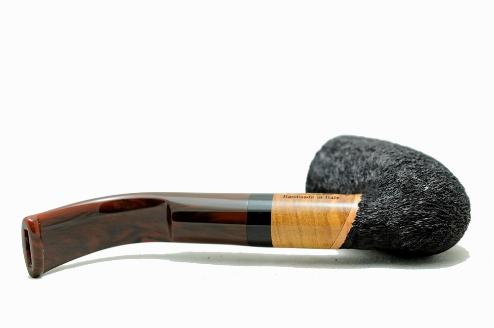 Brand new briar pipe PARONELLI bent rusticated black handmade