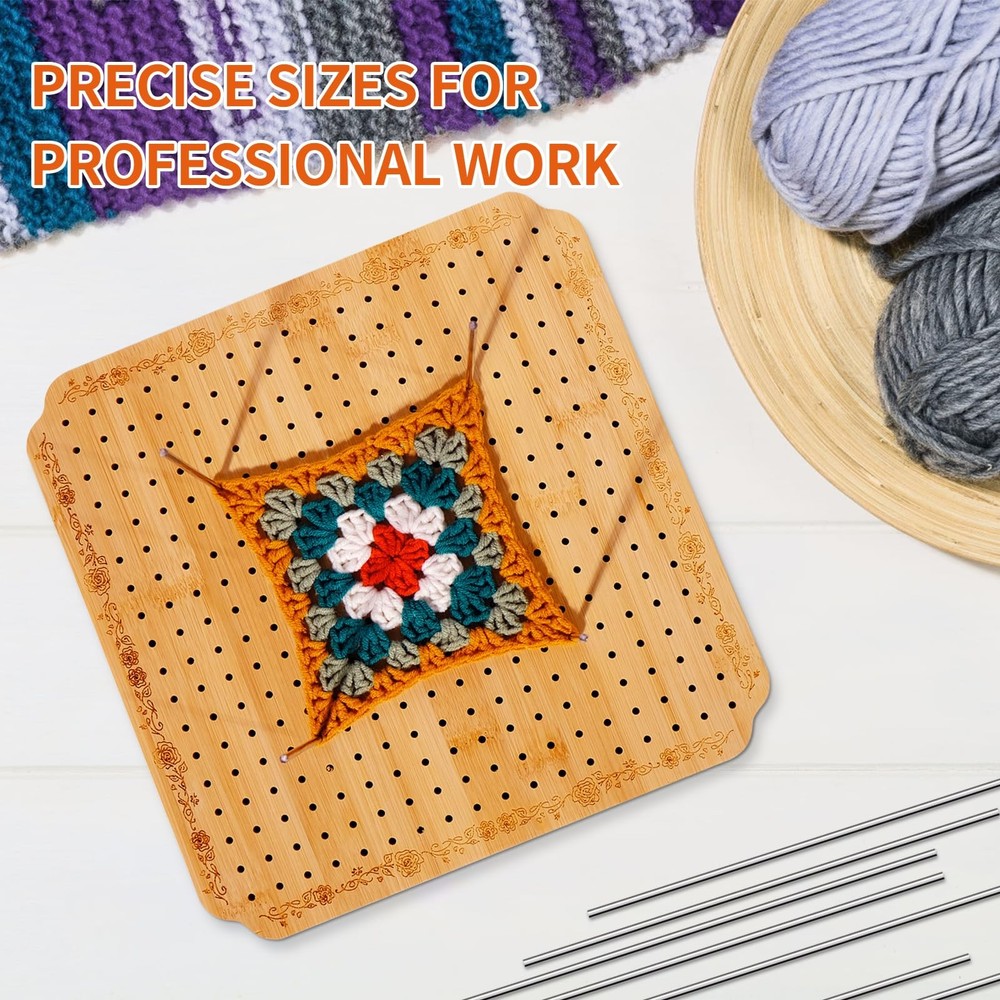 10 in Blocking Boards for Crochet Projects with Rose Pattern, Crochet Blockin...