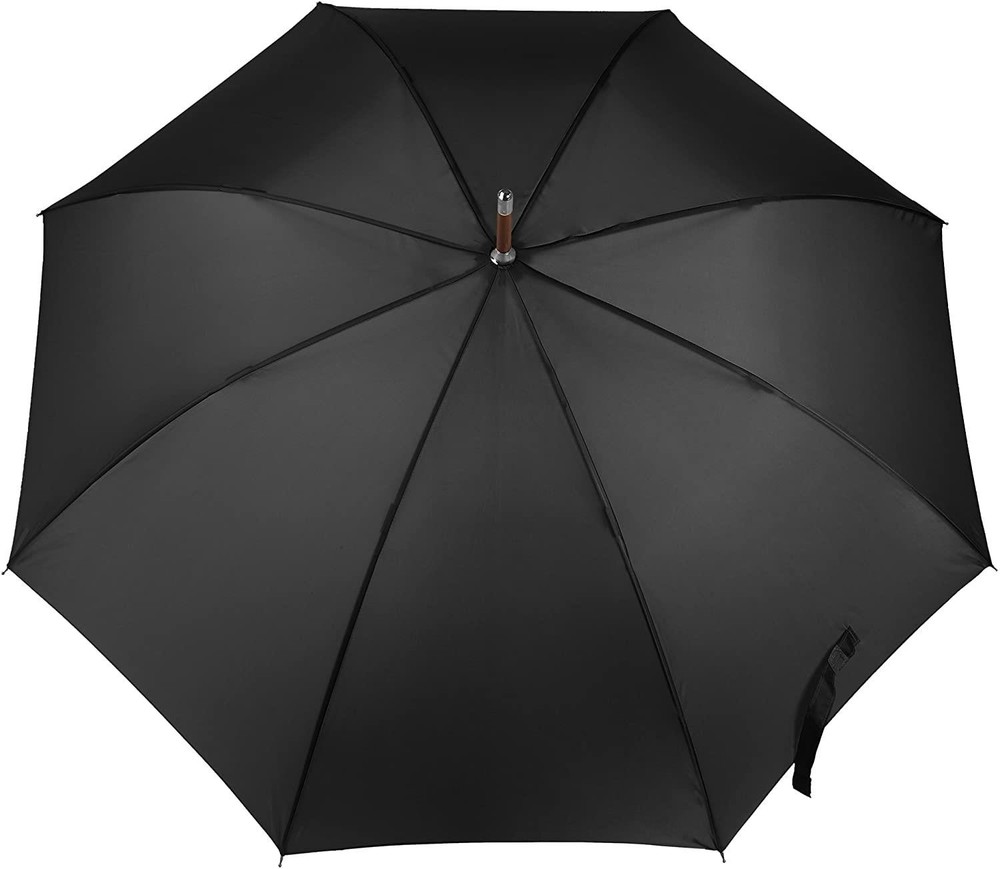 Classic Umbrella Automatic Open Wooden Stick Windproof Folding Rain Black Strong