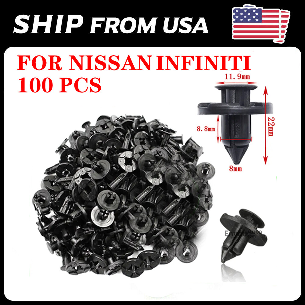100Pcs 8mm Bumper Clips Retainer Rivets Fastener Plastic Fender Push