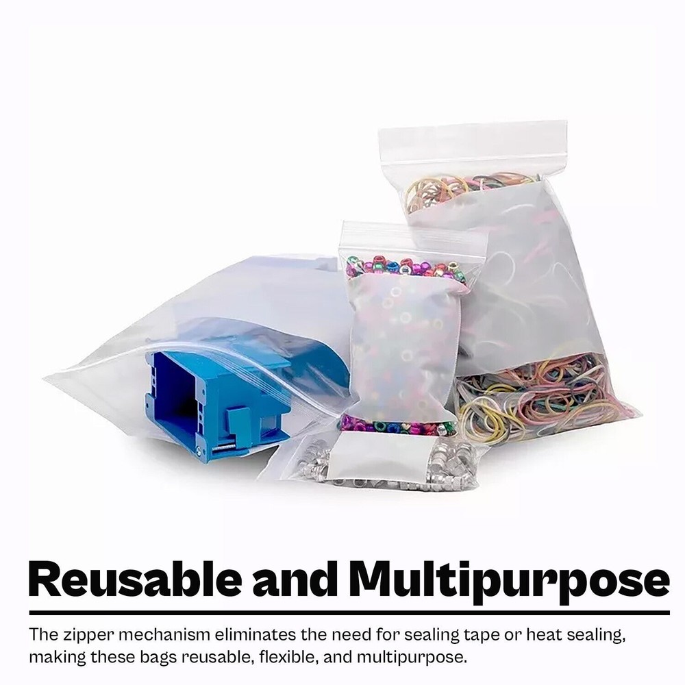 2 Mil 6"x 9" Reclosable Bag Writeable White Block Water-Resistant 2000 Pcs
