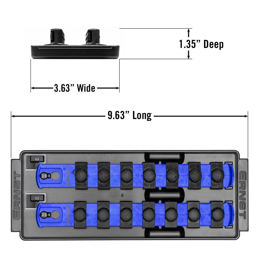 Ernst 2 Rail Twist Lock Socket Boss 8", Blue - 1/2" (8557)