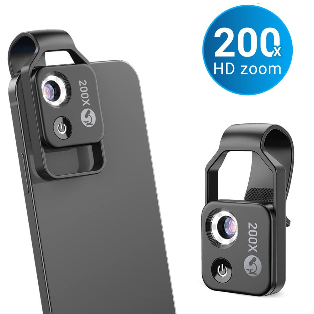 200X Phone Microscope Lens High Magnification with LED Light For iPhone Samsung