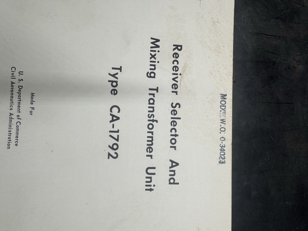 RECEIVER SELECTOR MIXING PANEL 4 CHANNEL TYPE CA-1792 INSTRUCTION BOOK
