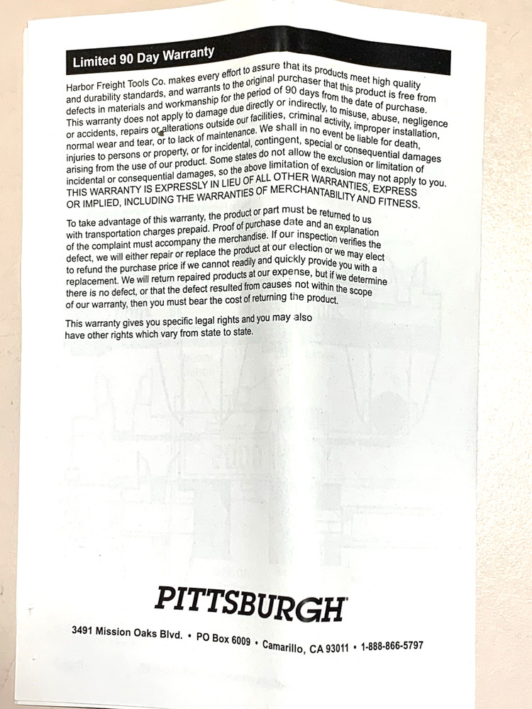 PITTSBURGH 4" DIGITAL CALIPER 63710 $20.00