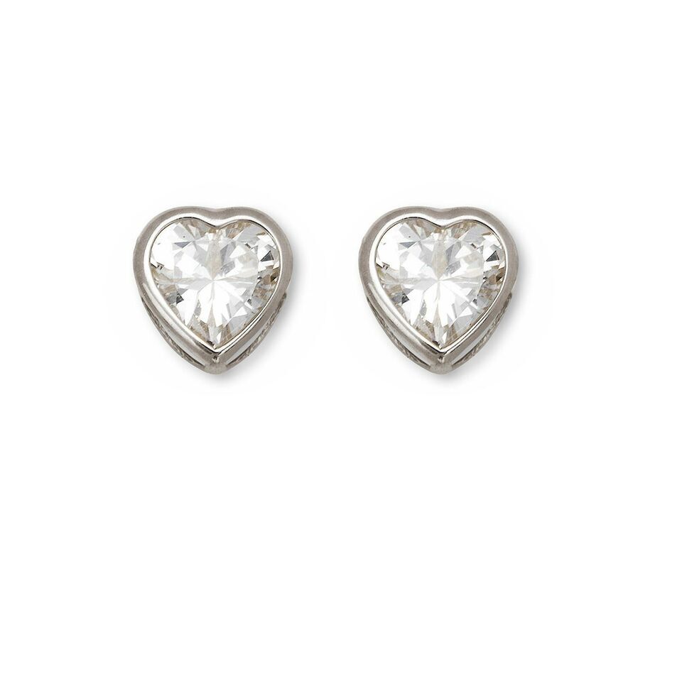 14K Solid Yellow/White Gold Heart Stud Earrings Birthstone