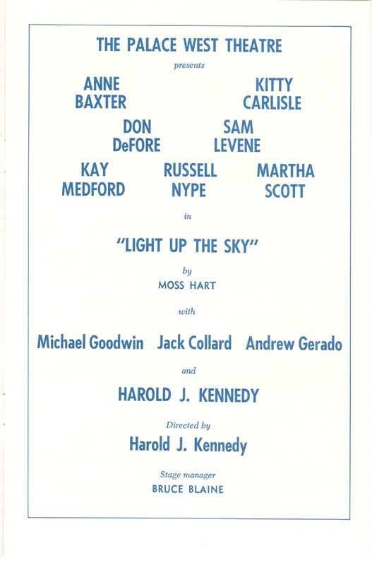 LIGHT UP THE SKY PLAY CAST - PROGRAM SIGNED CIRCA 1971 WITH CO-SIGNERS