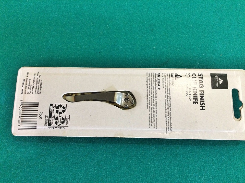 Stag Handle Clip Knife - 3" blade, 4" handle NIP