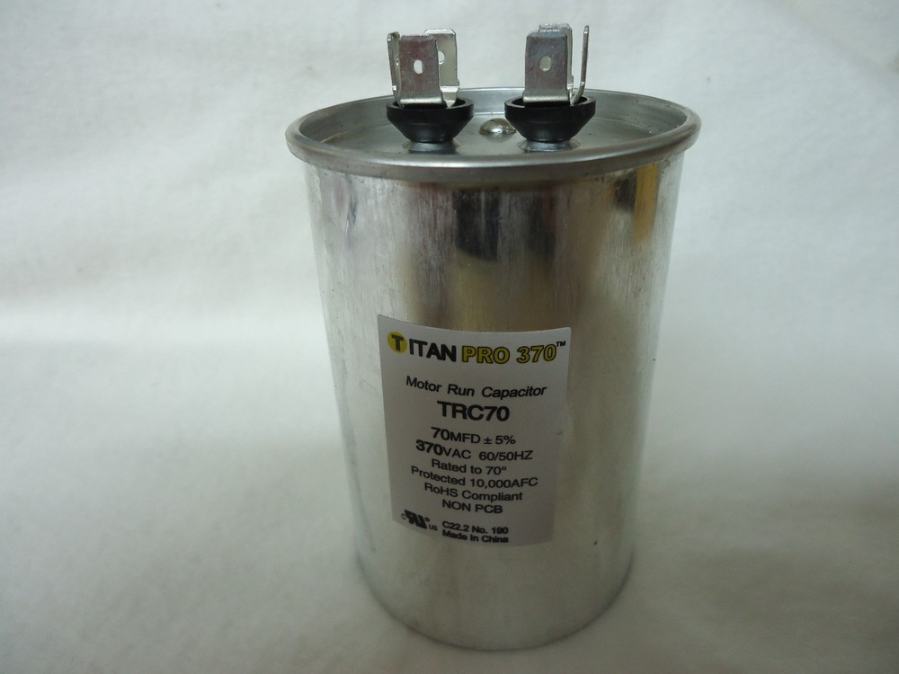 Packard Titan PRO TRC70 Run Capacitor 70 MFD 370 Volt Round