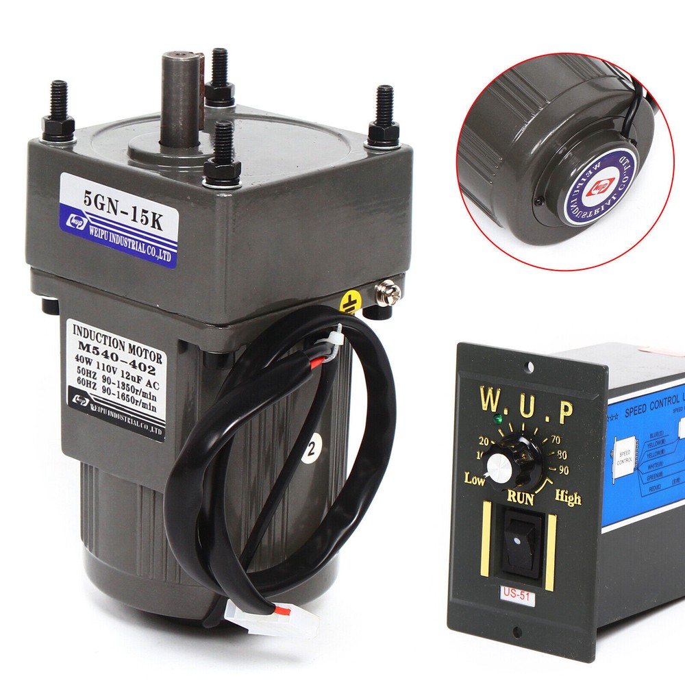 AC Gear Motor Electric &​Variable Speed Reduction Controller 0-90RPM Torque 15K