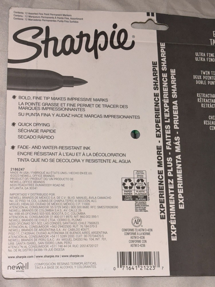 Sharpie Glam Pop Fine Point Permanent Markers New 12/Pkg Assorted New