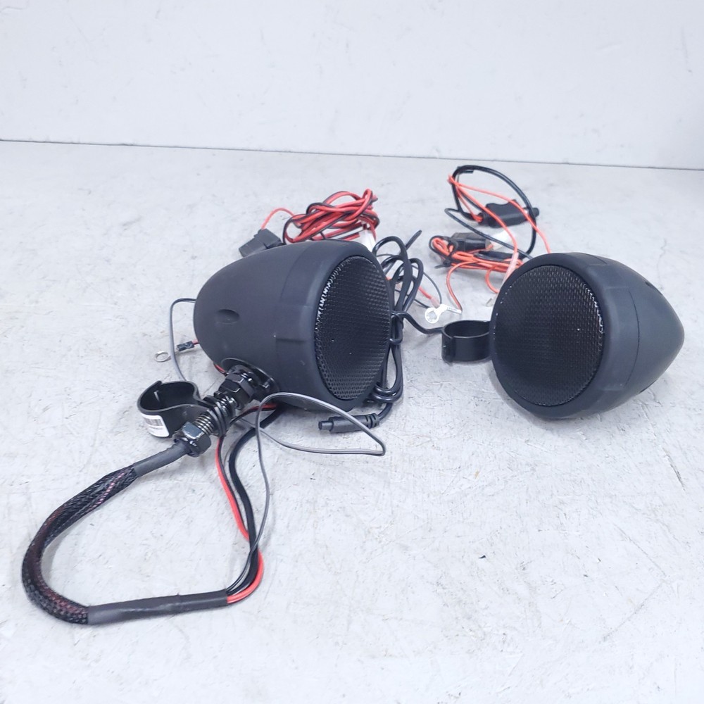Motorcycle Handlebar Speaker Set Black WORKING Harley Universal Fit