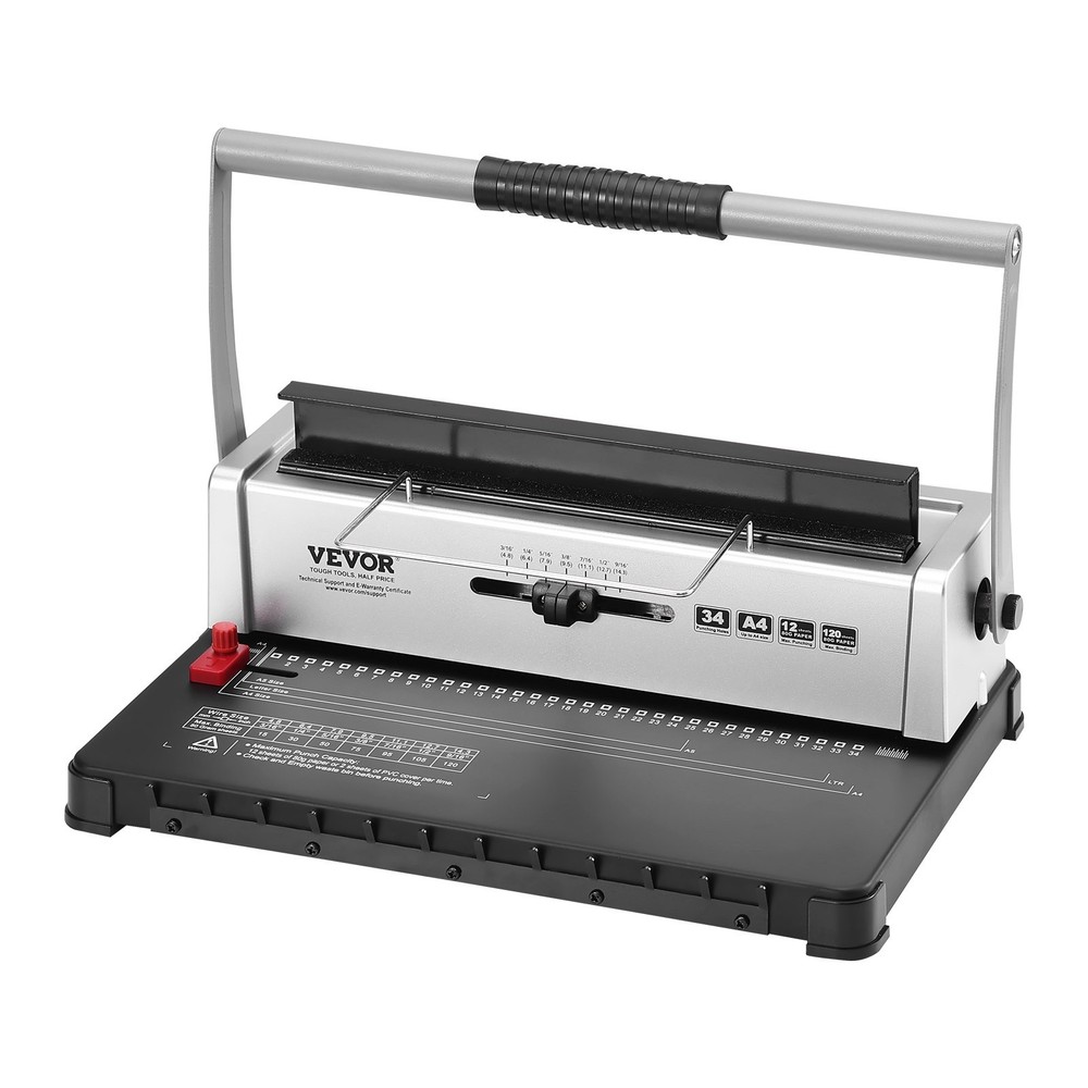 Coil Spiral Binding Machine, Manual Book Maker 34-Holes Binding 120 Sheets, Punc
