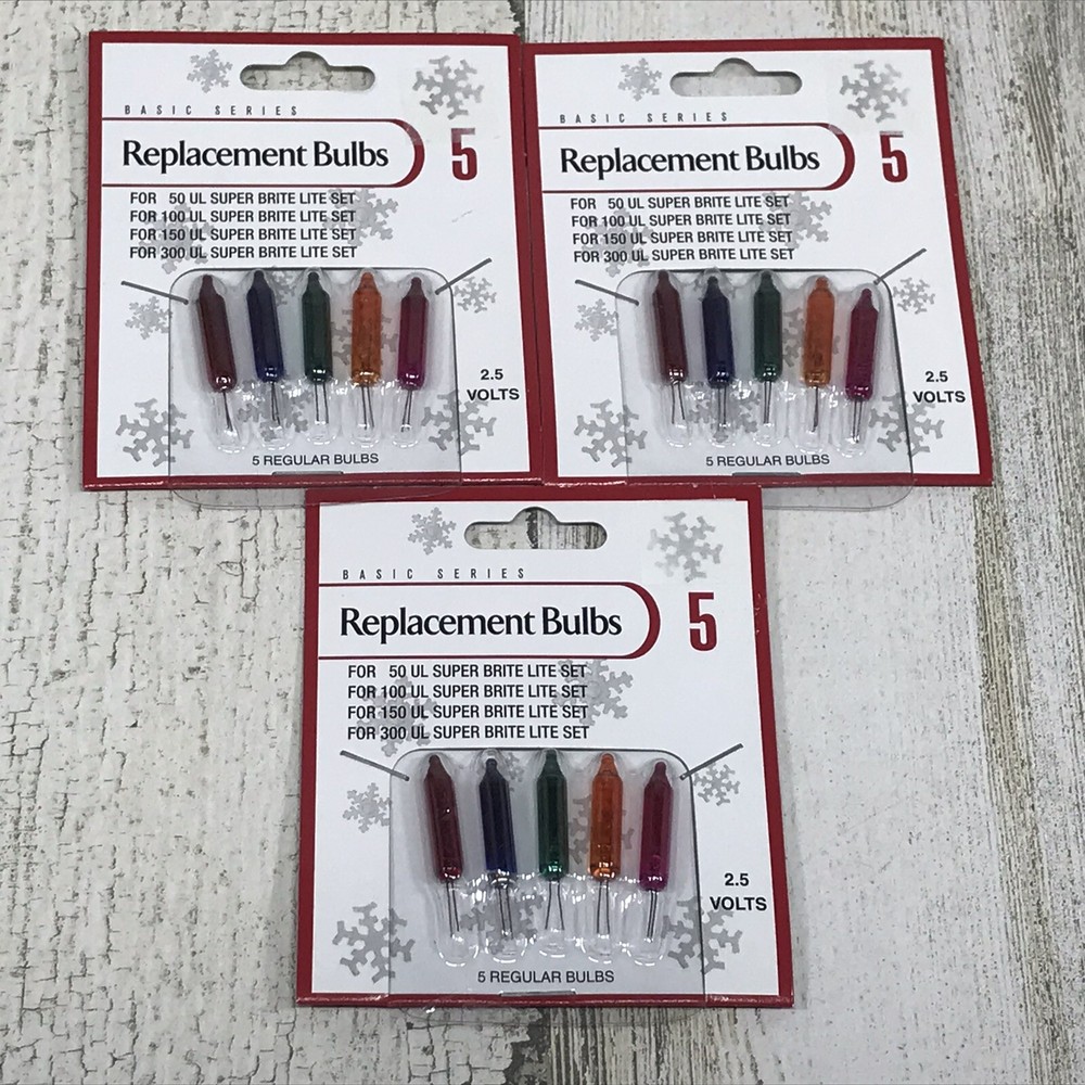 Lot of 3 Basic Series Replacement Bulbs - MULTICOLOR - 2.5 Volt Push-In - NEW
