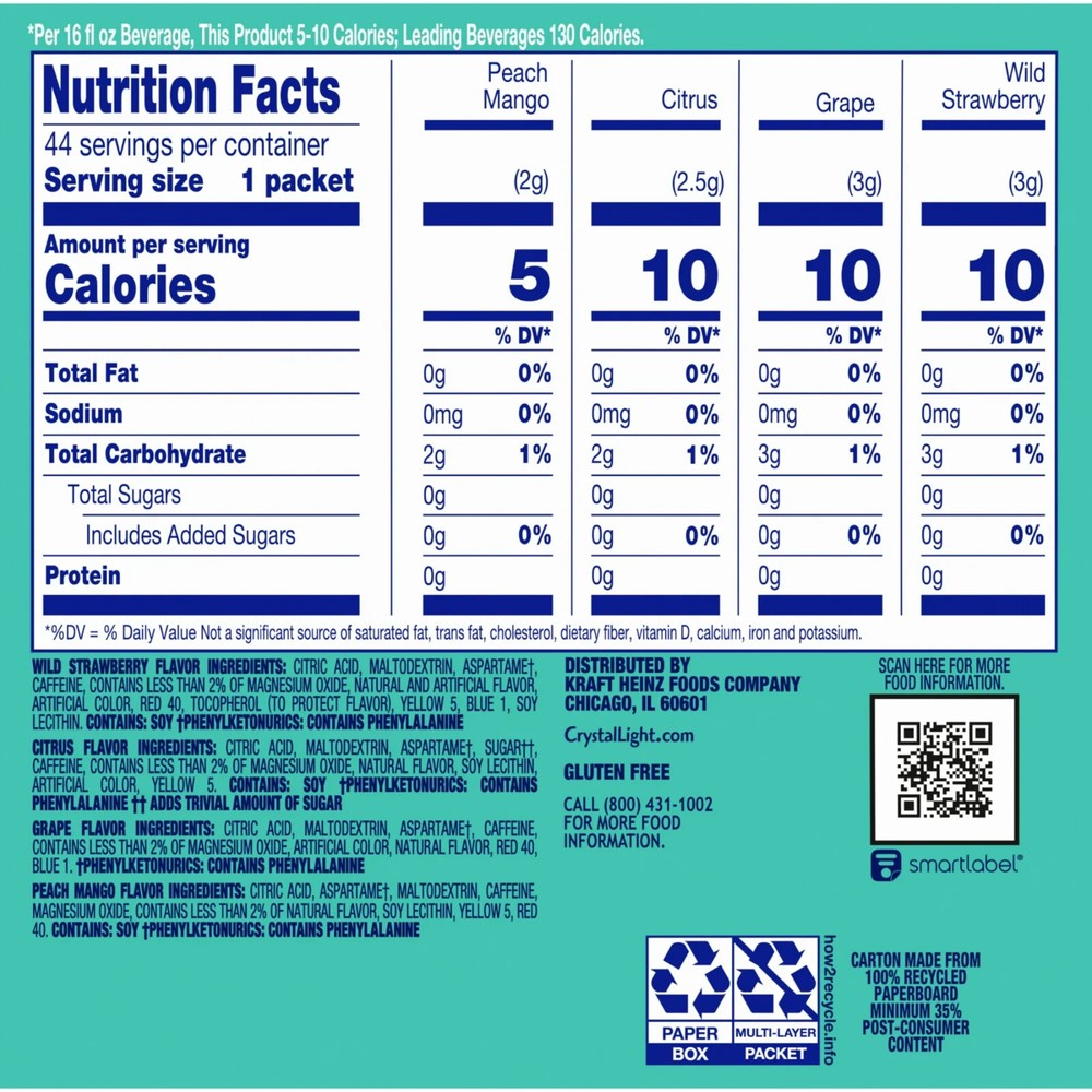 Crystal Light Energizing Variety Pack, 44 ct On-the-Go Packets